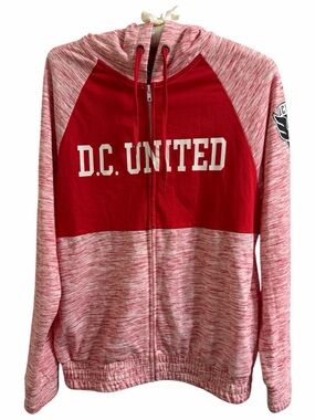 D.C. UNITED New Era Red MLS Logo Hoodie. Medium. Measurements in Pictures.